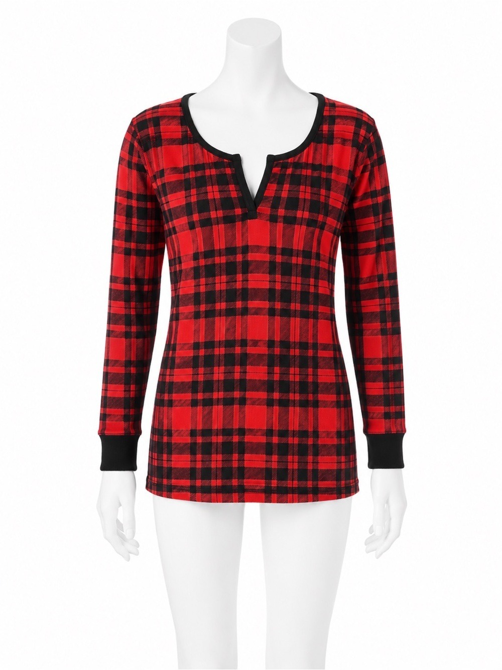 Victoria’s Secret Red & Black Plaid Thermal Pajama Top Size Small
